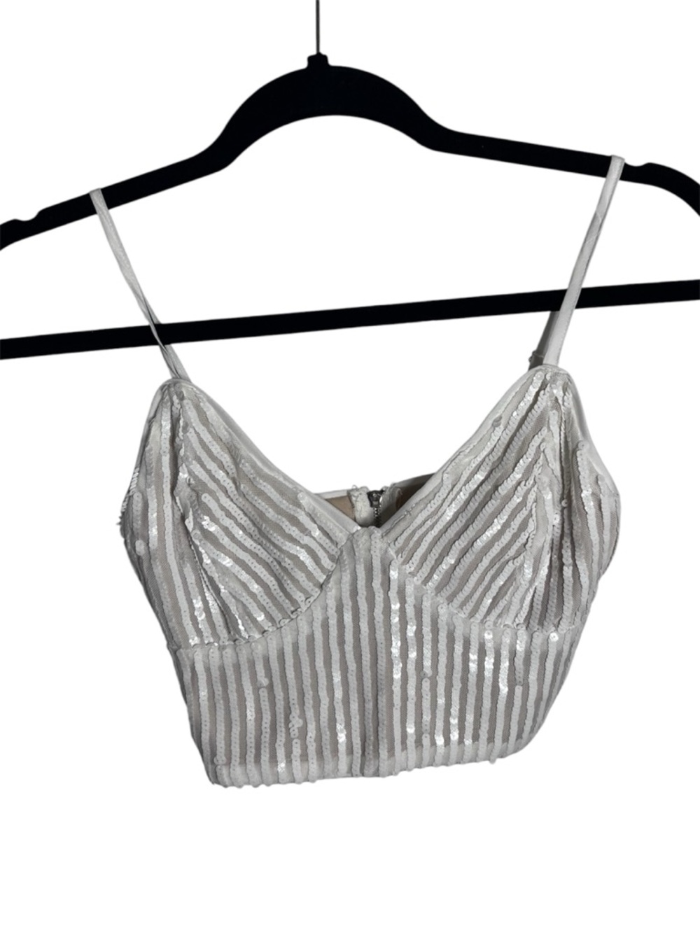 Tiger Mist White Beaded Crop Top
